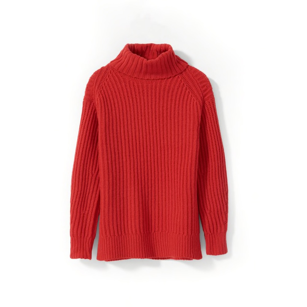 The Italian Soft Wool Rib Turtleneck Red, SZ S
